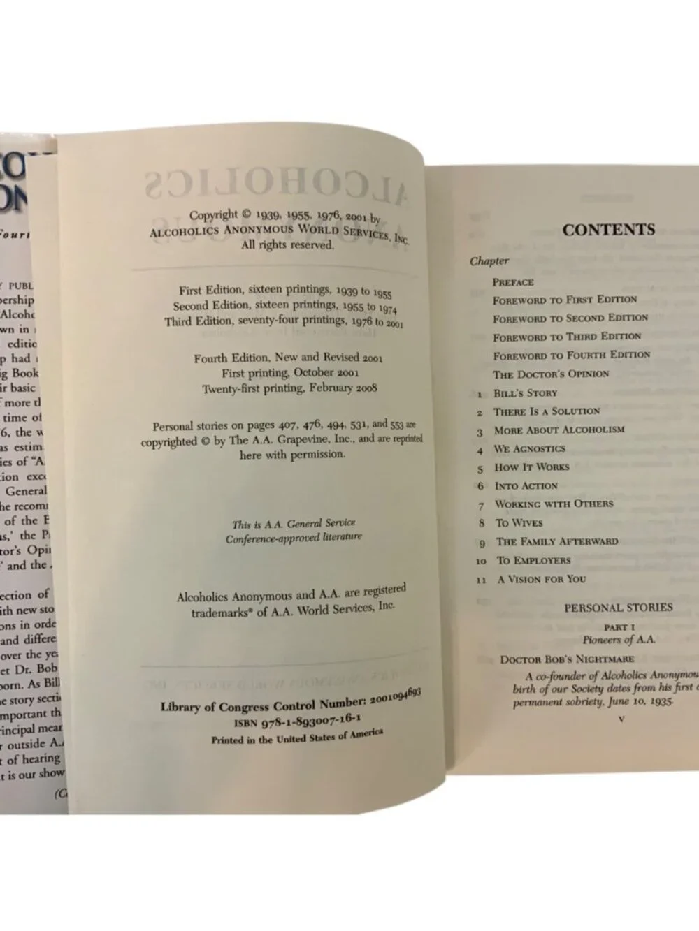 Alcoholics Anonymous Big Book 4th Edition Hardcover 2008